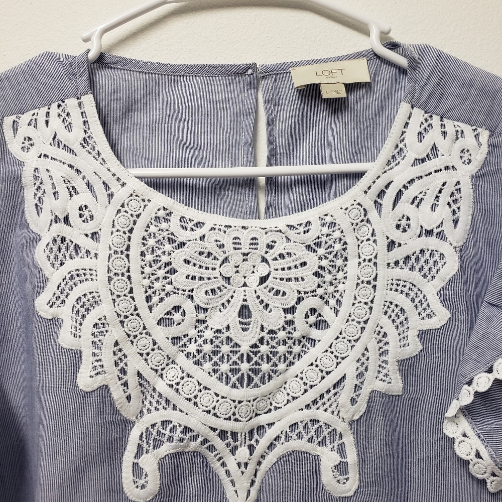 NWOT Striped flutter sleeve Loft blouse